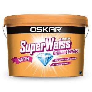 Vopsea lavabila Oskar SuperWeiss Brilliant, alb, 8.5 L, Interior