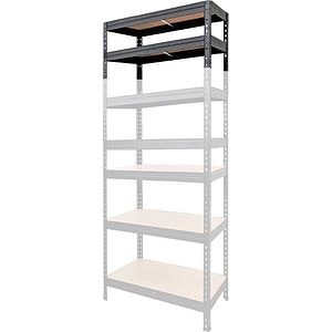 Extensie raft 2 polite GOODHOME rivet, 67 x 46 x 40 cm, sarcina maxima/polita 150 kg, HDF si otel, negru