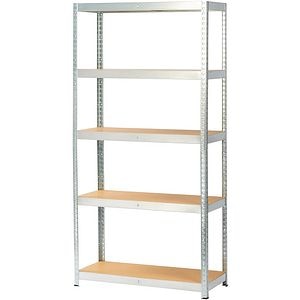 Raft 5 polite GOODHOME Ryle, 180 x 90 x 40 cm, HDF si otel, gri