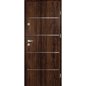 Usa de exterior pentru casa, metalica, nuc, stanga, 205 x 88 cm • Fortia Cecina