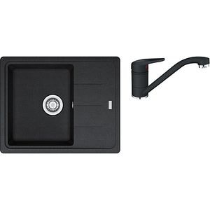 Pachet chiuveta FRANKE BFG 611-62, 1 cuva, picurator reversibil, granit + baterie Novara, negru