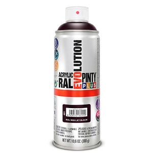Vopsea spray acrilica, jet negru lucios RAL 9005, 400 ml  Pintyplus Evolution