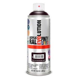 Vopsea spray acrilica, jet negru mat RAL 9005, 400 ml • Pintyplus Evolution