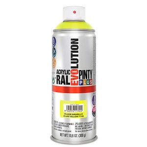 Vopsea spray acrilica, galben fluorescent, 400 ml • Pintyplus Evolution