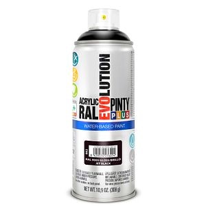 Vopsea spray acrilica pe baza de apa, negru mat RAL 9005, 400 ml • Pintyplus Evolution