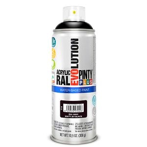 Vopsea spray acrilica pe baza de apa, negru lucios RAL 9005, 400 ml • Pintyplus Evolution