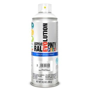 Vopsea spray acrilica pe baza de apa, alb mat RAL 9010, 400 ml • Pintyplus Evolution