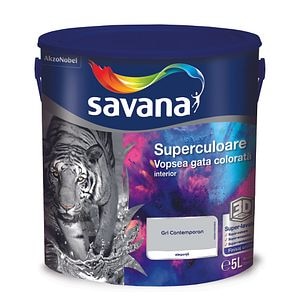 Vopsea lavabila Savana Superculoare, gri, 5 L, Interior