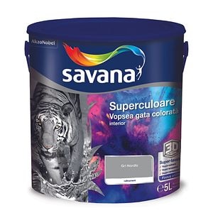 Vopsea lavabila Savana Superculoare, gri, 5 L, Interior