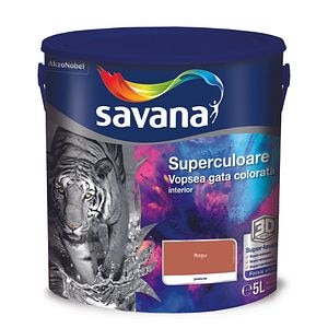 Vopsea lavabila Savana Superculoare, rosu, 5 L, Interior