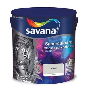 Vopsea lavabila Savana Superculoare, gri, 5 L, Interior