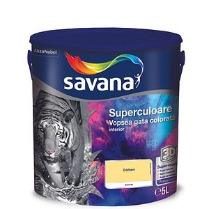 Vopsea lavabila Savana Superculoare, galben, 5 L, Interior