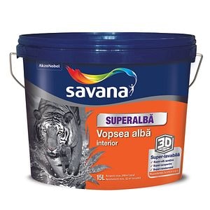 Vopsea lavabila Savana Superalba, alb, 15 L, Interior