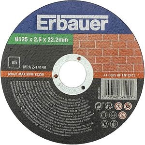 Disc polizor ERBAUER, piatra, 125x22.2mm, 5 bucati