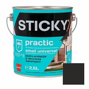 Vopsea Alchidica, Negru, 2.5L   Sticky Practic