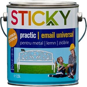 Vopsea alchidica Sticky Practic, pe baza de solvent, albastru, 2.5 l