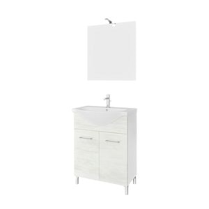Baza cu lavoar si oglinda LED, 65 cm  Savini Due, Terra
