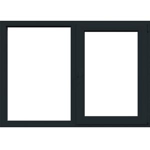 Fereastra termopan PVC, geam Float + Low-E, gri, 6 camere, 116 x 156 cm, stanga, dubla deschidere, fixa + oscilobatanta • Aplast