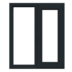 Fereastra termopan PVC, geam Float + Low-E, gri, 6 camere, 140 x 120 cm, stanga, dubla deschidere, fixa + oscilobatanta • Aplast