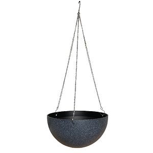 Ghiveci suspendat, din plastic, gri, forma rotunda, 25 cm diametru • Verve