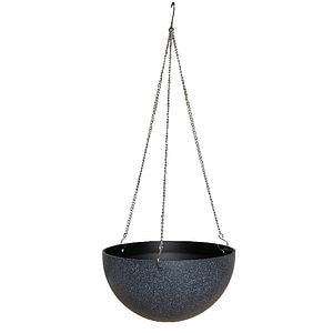 Ghiveci suspendat, din plastic, gri, forma rotunda, 33 cm diametru • Verve