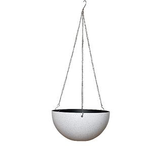 Ghiveci suspendat, din plastic, alb, forma rotunda, 25 cm diametru • Verve