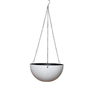 Ghiveci suspendat, din plastic, alb, forma rotunda, 33 cm diametru • Verve