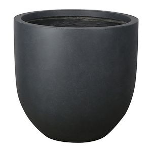 Ghiveci din fibra de lut, negru, forma rotunda, 42 cm diametru • Verve