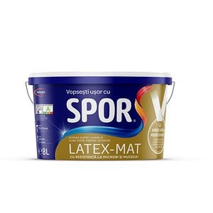 Vopsea superlavabila, interior, alba, textura mata, 8 L  Spor Latex