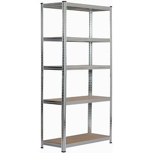Raft 5 rafturi, 180 x 90 x 40 cm, MDF si otel, argintiu