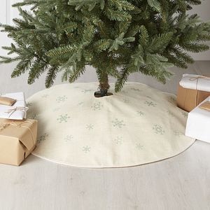 Husa suport brad, model fulgi de nea, alb-verde