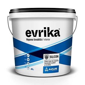 Vopsea lavabila cu silicon, interior, culoare alb, 4 L • Evrika