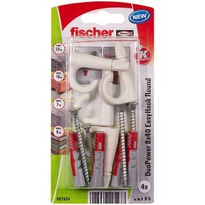 Set de 4 bucati de dibluri duopower 8 x 40 + holsurub aferent si carlig ochi deschis din nylon • Fischer