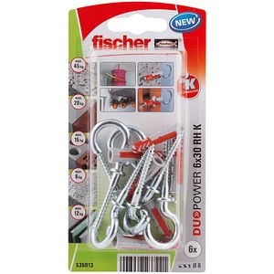Set de 6 bucati de dibluri duopower 6 x 30 + holsurub cu ochi deschis din metal cromat • Fischer