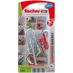 Set de 4 bucati de dibluri duopower 8 x 40 + holsurub cu ochi deschis din metal cromat • Fischer