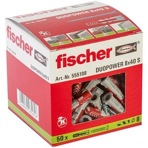 Diblu nylon duopower 8 x 40 cu holsurub aferent total filetat cu cap inecat PZ2 • Fischer