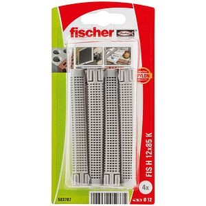 Set de 4 site din nylon 12x85 mm pentru fixare prin adeziv chimic in spatii cu goluri • Fischer