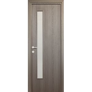 Usa de interior cu geam, antracit, reversibila, mdf, 203 x 68 cm, toc inclus • Karpat