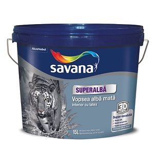 Vopsea lavabila Savana Superalba, alb, 15 L, Interior