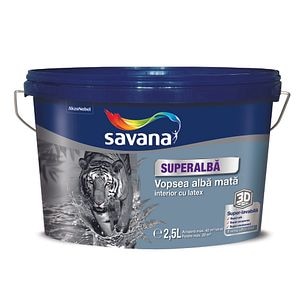 Vopsea lavabila Savana Superalba, alb, 2.5 L, Interior