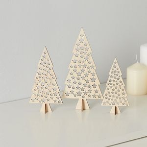 Set decoratiune Craciun braduti din lemn, 3 bucati