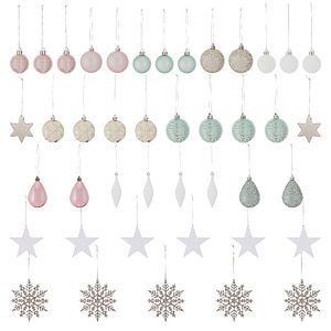 Set globuri brad Soft Blooms, 40 bucati, multicolor