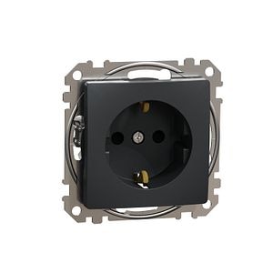 Sedna Design, Priza 2P+E cu cu obturatoare, antracit