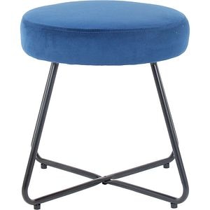 Taburet albastru, catifea, 40 x 48 cm  Turio