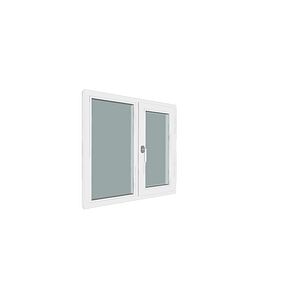 Fereastra termopan PVC, geam Clar + Low-E, alb, 5 camere, 100 x 100 cm, stanga, dubla deschidere, fixa + oscilobatanta • Gealan