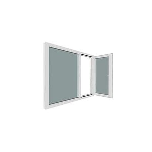 Fereastra termopan PVC, geam Clar + Low-E, alb, 5 camere, 146 x 116 cm, stanga, dubla deschidere, fixa + oscilobatanta • Gealan