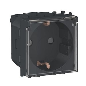 Priza 2P+E, obturatoare, capac, 2M, neagra  Schneider Electric Easy Styl
