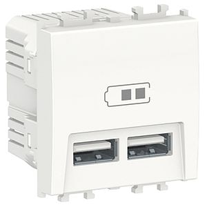 Priza dubla USB SCHNEIDER ELECTRIC East Styl, 2module, alb