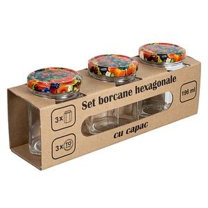 Set 3 Borcane 196 Ml Hexagonale