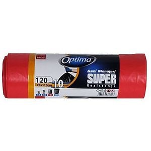 Saci menajeri SANO Optima, 10 bucati, 120 l, rosu